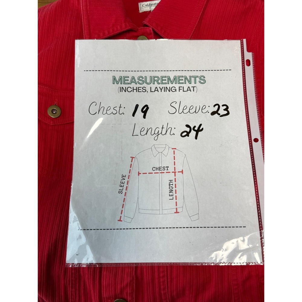 Coldwater Creek Women's Cotton Red Denim Button‎ Down Jacket 8 Casual Preppy Y2K - Picture 10 of 15